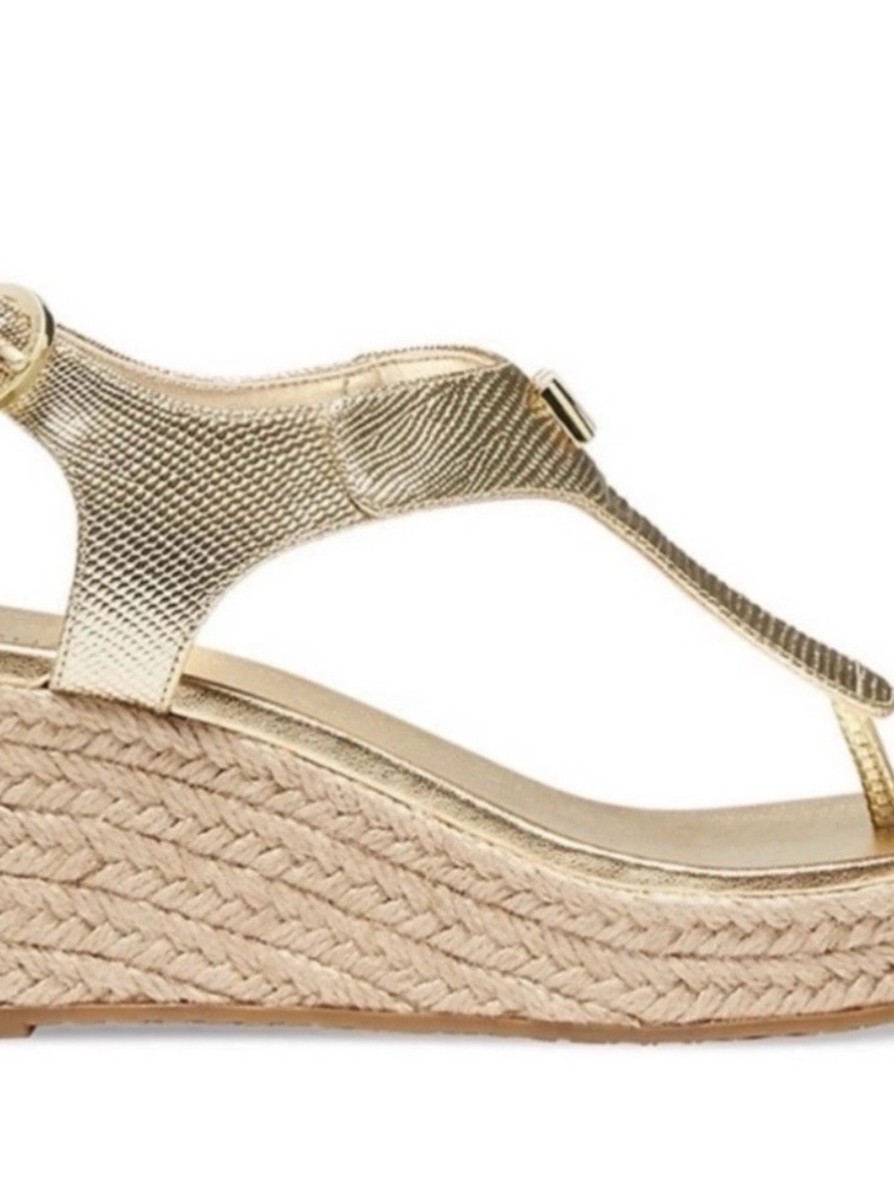 Michael Kors Gold Metallic Espadrille Wedge Sandals - Picture 4 of 7